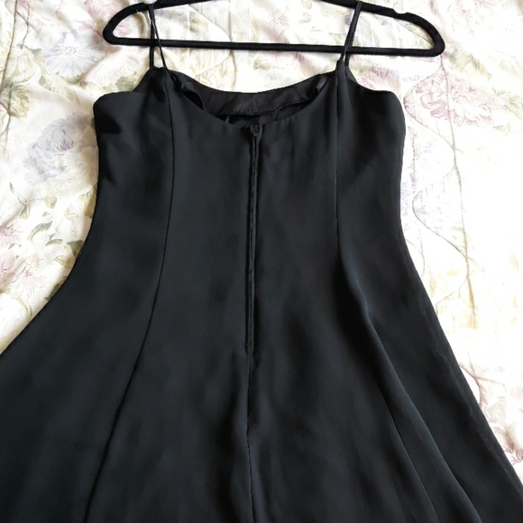 Black silky sleeveless thin strap flarey minidress - Picture 13 of 16